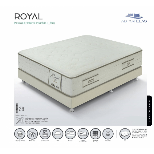 Matelas ROYAL : Gamme hôtelière de prestige 32cm en Latex, Ressorts Ensachés
